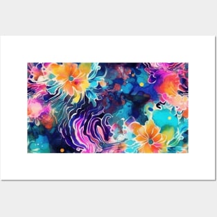 Rainbow flowers Posters and Art